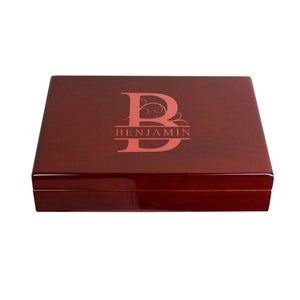 Personalized Rosewood Piano Finish Spanish Cedar Humidor with Hygrometer & Humidifier, Gift for Him, Father&#39;s Day, Man Cave, Husband, Fiance