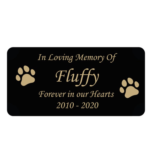 Pet Paws Memorial Personalized Plates, Commemorative Memory Plaque, Customized Plaque- Multiple Size and Color Options