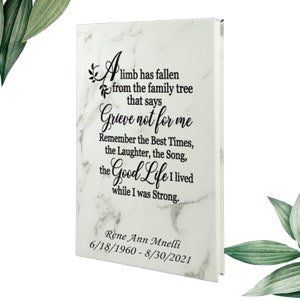 Memorial Letters to Loved Ones.  A Limb Has Fallen Sympathy Gift, Memorial Vegan Leather Journal, Memorial Diary, Memory Notebook