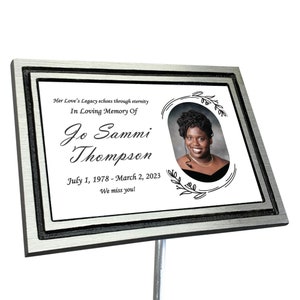 Photo Memorial Plaque, Grave Marker, Remembrance Plaque, Outdoor, Indoor Memorial Cast Aluminum Plaque with Stake