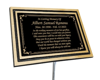 Personalized Memorial Plaque, Grave Marker, Remembrance Plaque, Outdoor, Indoor Memorial Cast Aluminum Plaque with Stake