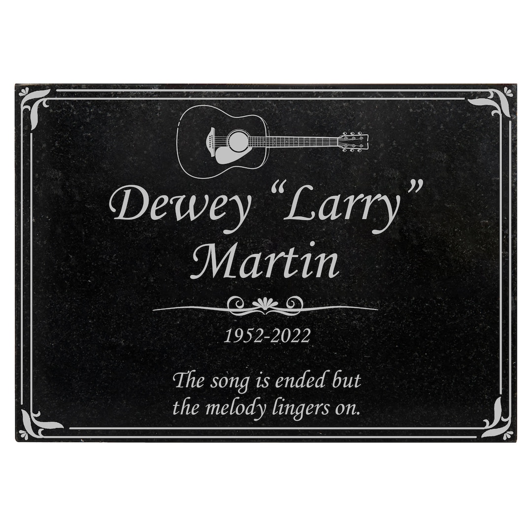 Guitar Memorial Plaque: Granite Music Remembrance Stone (12