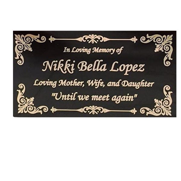 Beautifully Engraved Plaque, Plate, Name Plate in Black and Gold- Multiple Sizes and Colors