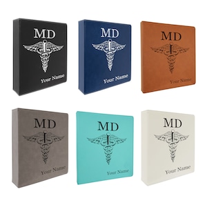 Medical Doctor MD Vegan Leather Binder, Personalized Leather Binder, Medical Professional Gift