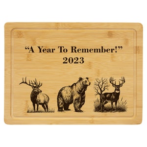 Deer, Elk, Buck, Bear in Woods Cutting Board, Hunter&#39;s Housewarming Gift, Kitchen Decor, Outdoor Lover&#39;s Gift, New Home Gift