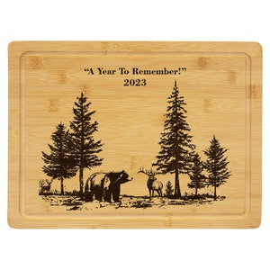Elk, Buck, Bear in Woods Cutting Board, Hunter&#39;s Housewarming Gift, Kitchen Decor, Outdoor Lover&#39;s Gift, New Home Gift, Gift for Kitchen