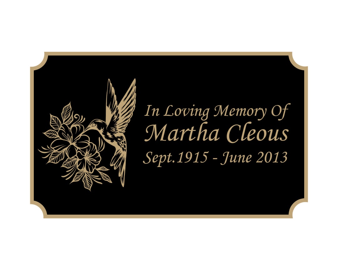 Hummingbird Memorial Plaque Cremation Urn Plate Name Plate Etsy