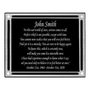 Personalized Memorial Plaque, Grave Marker, Remembrance Plaque, Outdoor, Indoor Memorial Cast Aluminum Plaque, Engraved Plaque