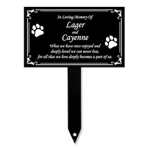 Memorial Plaque Stake, Pet Paw Sturdy Metal Grave Marker, Remembrance Plaque in Multiple Colors, Outdoor, Indoor Personalized Memorial Plate