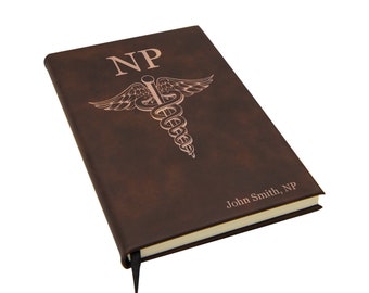 Personalized NP Caduceus Vegan Leather Journal: Nurse Practitioner Gift