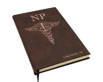 Nurse Practitioner NP FNP Vegan Leather Journal, Personalized Vegan Leather Diary, Custom Notebook Gift - Multiple Colors