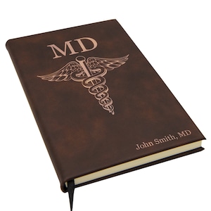 Personalized Medical Doctor Vegan Leather Journal: Caduceus Gift