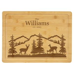 Deer and Mountains Cutting Board, Hunter&#39;s Housewarming Gift, Kitchen Decor, Outdoor Lover&#39;s Gift, New Home Gift, Gift For Kitchen