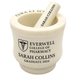 White 5.5&quot; Marble Mortar & Pestle – Personalized Pharmacy Gift, Medicine, Cooking or Healers- Custom Engraved