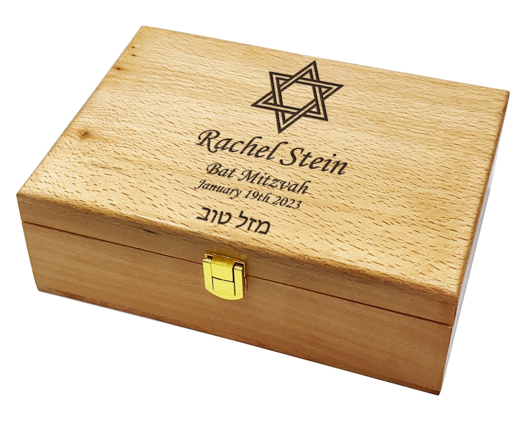 Bat Mitzvah Wooden Box, Handcrafted Keepsake, Personalized Wooden Box