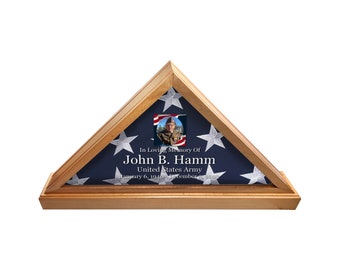 Flag Display Case Personalized in USA-Wooden Flag Case for Veterans, Soldier Gift, Presentation, Burial Flag Case, Custom Memorial Flag Case