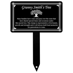 Tree Memorial Tree Plaque with Stake, Personalized Sturdy Metal Garden Marker, Tree Sign, Remembrance Plaque-Multiple Colors, Sizes