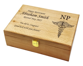 Nurse Practitioner, NP Memory Box, Retirement, Anniversary, Wedding, Birthday Gift, Personalized Wooden Box, Engraved Keepsake Box