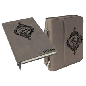 Quran Cover and Journal Set, Personalized Vegan Quran Cover with Zipper, Ramadan and Eid Gift, Customized Quran Holder, Islamic Gift