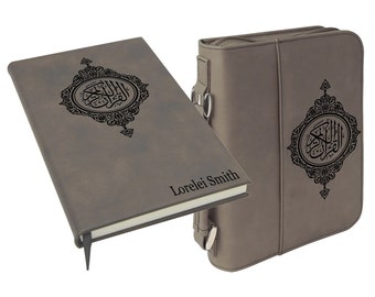 Quran Cover and Journal Set, Personalized Vegan Quran Cover with Zipper, Ramadan and Eid Gift, Customized Quran Holder, Islamic Gift