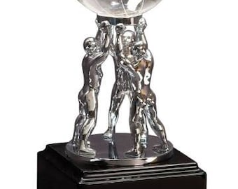 Trofeo Globo de Cristal: Hombres de Plata, Base de Madera de Piano Negra, Premio Corporativo