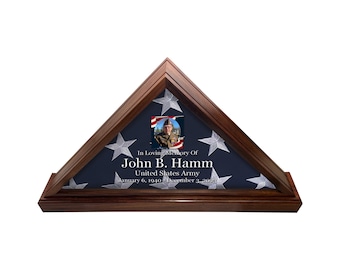 Flag Display Case- Retirement, Casket Flag Stand, Veteran, Soldier Gift, Burial Flag Case, Memorial Flag Case, Personalized in USA