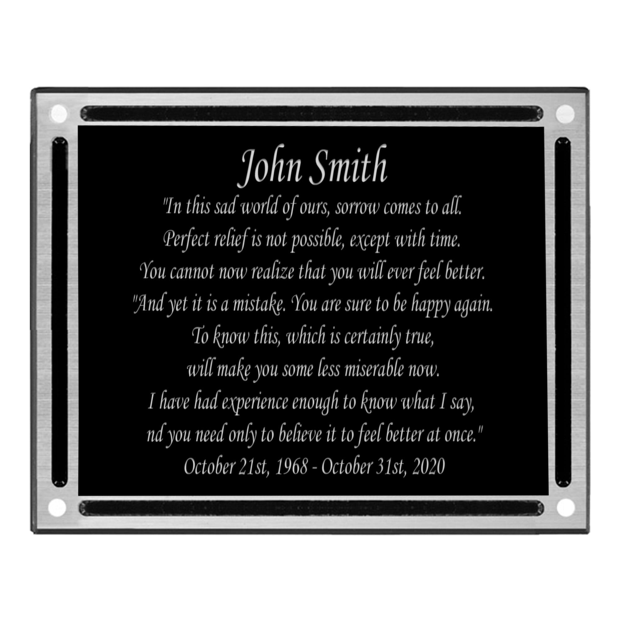 Memorial Plaque Grave Marker Personalized Remembrance Etsy