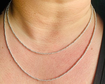 Collier de perles en argent | Collier en argent avec perles | Collier de perles en argent | Collier en argent sterling | Collier superposé en argent