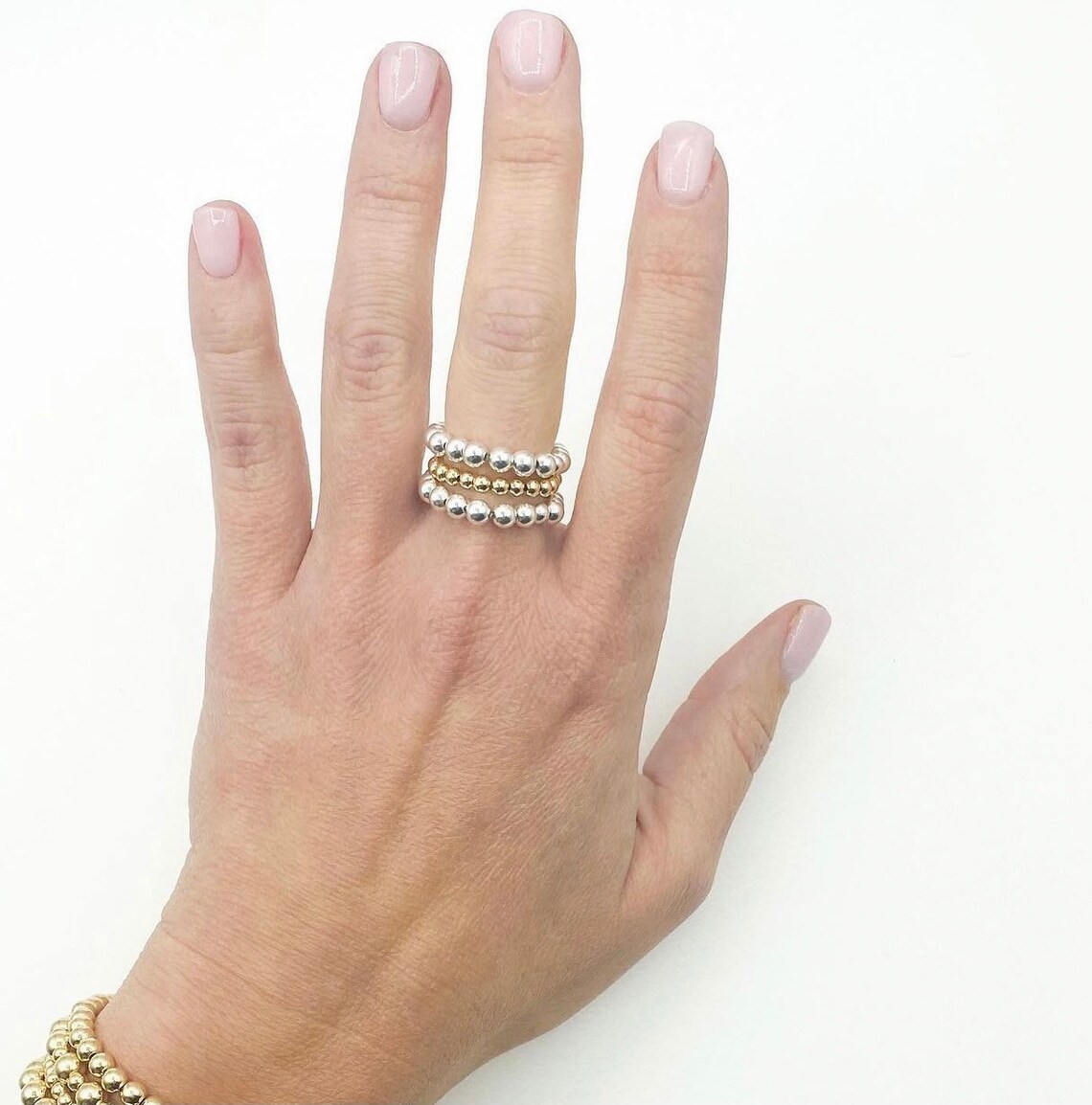 Stretch Rings Sterling Silver 3mm and 4mm bead size Etsy