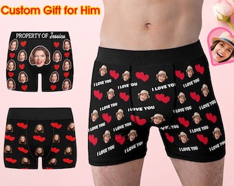 Aangepaste gezicht boxers slips voor mannen ondergoed gepersonaliseerde foto onderbroek verjaardag verjaardag Kerstmis Valentijnsdag cadeau voor hem