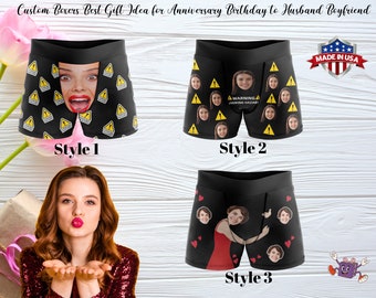 Custom Photo Boxers Briefs for Men Personalized Boxers with Face Underwear Birthday Anniversary Gift for Boyfriend Husband