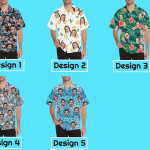 Custom Face Hawaiian Shirt for Men Personalized Photo Text Hawaii Shirt Bachelor Party Shirts Anniversary Vacation Trip Fathers Day Gift image 2