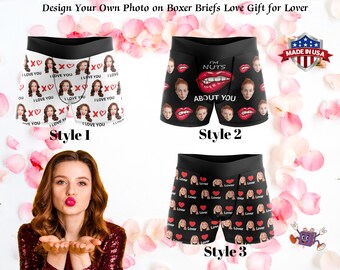 Custom Photo Boxers Briefs for Men Personalized Boxers with Face Underwear Birthday Anniversary Gift for Boyfriend Husband