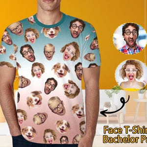 Custom T-Shirt with Faces Custom Face Shirts Bachelor Party Shirts Personalized Photo Tee Shirts Men Women Kids Birthday Christmas Gift