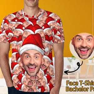 Custom T-Shirt with Faces Custom Face Shirts Bachelor Party Shirts Personalized Photo Tee Shirts Men Women Kids Birthday Christmas Gift