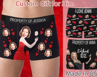 Custom Face Boxers Briefs for Men Underwear Personalized Photo Underpants Birthday Anniversary Valentines Day Gift for Boyfriend Husband