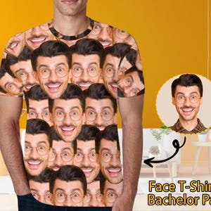 Custom T-Shirt with Faces Custom Face Shirts Bachelor Party Shirts Personalized Photo Tee Shirts Men Women Kids Birthday Christmas Gift