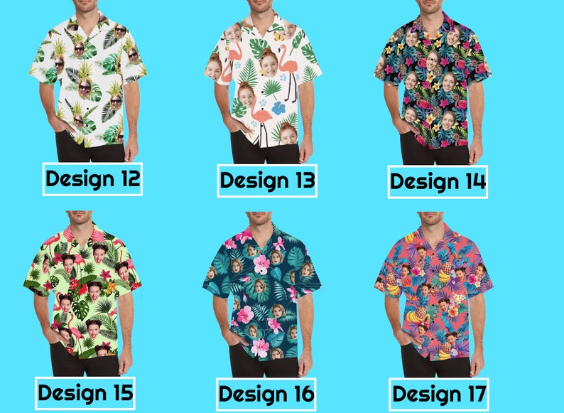 Custom Face Hawaiian Shirt for Men Personalized Photo Text Hawaii Shirt Bachelor Party Shirts Anniversary Vacation Trip Fathers Day Gift image 4