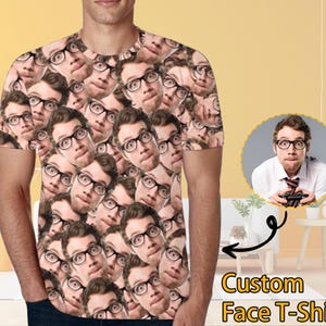 Custom T-Shirt with Faces Custom Face Shirts Bachelor Party Shirts Personalized Photo Tee Shirts Men Women Kids Birthday Christmas Gift