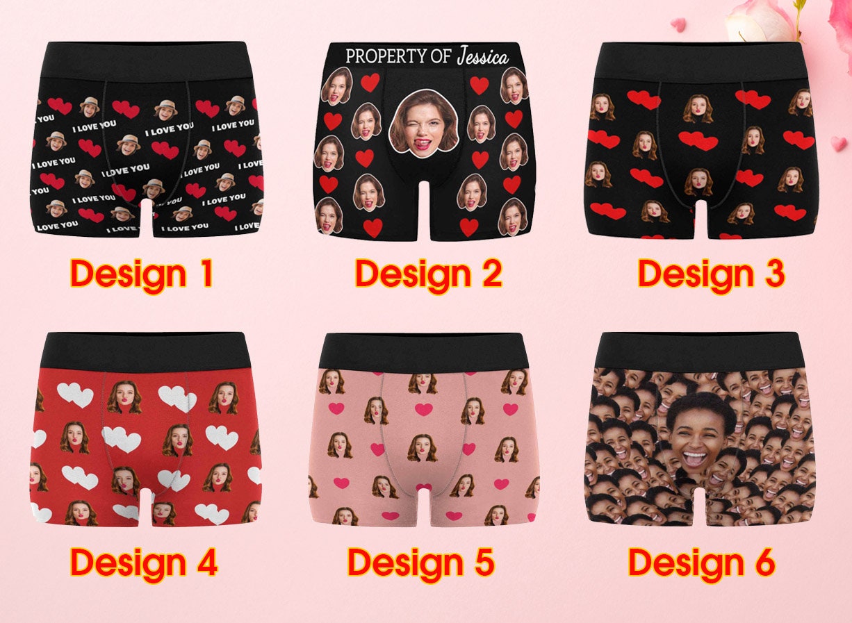 Custom Face Boxers Briefs for Men Underwear Personalized Photo Underpants Birthday Anniversary Christmas Valentines Day Gift for Him