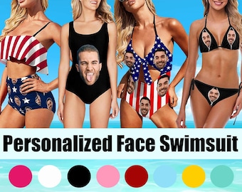 Custom Face Swimsuit: Personalized Bikini with Photo, Bachelorette Gift