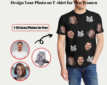 Custom Photo T-Shirts for Men Women Personalized Face on Shirt Mothers Day Fathers Day Gift