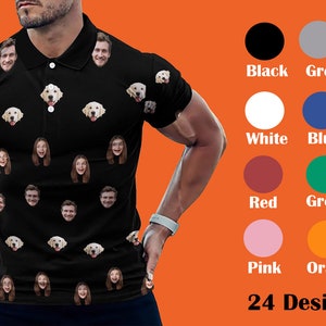 Custom Polo Shirt for Men Women Personalized Face Polo Shirt Photo Text Golf Bachelor Party Shirts Anniversary Birthday Fathers Day Gift