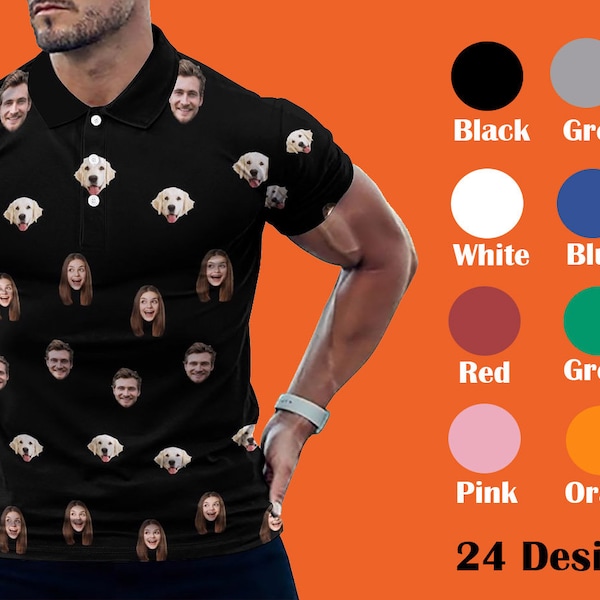 Benutzerdefiniertes Poloshirt für Männer / Frauen Personalisiertes Gesicht Golf Poloshirt Golf Shirt mit Foto Text Fügen Sie Ihre eigene Idee Geburtstag Jahrestag Geschenk hinzu