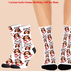 Kundenspezifische Socken mit Gesichtstext Personalisiertes Gesicht Sox für Mama Ich liebe meine Mutter Muttertagssocken