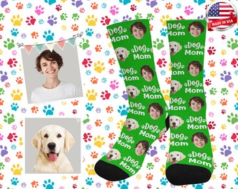 Custom Face Socks with Text Personalized Photo Socks for Mom Birthday Mothers Day Gift Adult Women Men Child Kids Socks