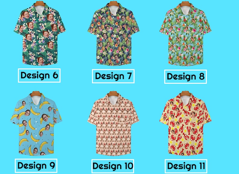 Custom Face Hawaiian Shirt for Men Personalized Photo Text Hawaii Shirt Bachelor Party Shirts Anniversary Vacation Trip Fathers Day Gift image 3