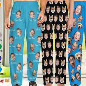 Custom Face Pajamas Pants Personalized Dog Cat Photo Pajama Trousers for Mom Women Men Mothers Day Gift for Family Fathers Day Christmas
