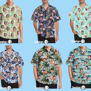 Custom Face Hawaiian Shirt for Men Women Personalized Background Photo Text Hawaii Shirt Bachelor Party Shirt Trip Birthday Father Day Gift image 4