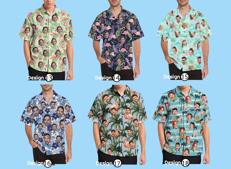 Custom Face Hawaiian Shirt for Men Women Personalized Background Photo Text Hawaii Shirt Bachelor Party Shirt Trip Birthday Father Day Gift image 4